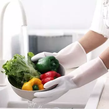 Waterproof Housework Cleaning Gloves Kitchen Cleaning Latex Laundry and Dishwashing Gloves Wearresistant Rubber Gloves M