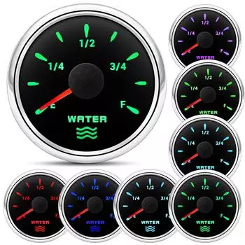 Waterproof IP67 7 Color Backlight 52mm Water Level Gauge 0-190 ohm Water Tank Meter Indicator for Auto Car Boat Yacht 12V 24V DC