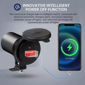 Waterproof Motorcycle Handlebar USB Socket 5V-1.5A Mobile Phone Power Supply USB Port Socket Charger Motorcycle Accessories