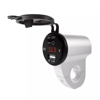Waterproof Motorcycle USB Charger Power Adapter Socket WITH Voltmeter Display