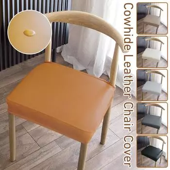 Waterproof PU Leather Chair Seat Cover Faux Leather Stretch Backrest Chair Cover Dining Room Kitchen Hotel Anti-dirty Slipcover 1 Pcs