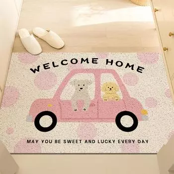 Wave Point Welcome Entrance Doormat Cute Dog Anti-slip PVC Floor Mat Entry Porch Hallway Entryway Home Decor Dust Removal Carpet 40x60cm