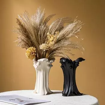 Wave Vase Triangle Flower Holder for Pampas Grass Nordic White Black Centerpiece Tabletop Decoration Home Living Room белый