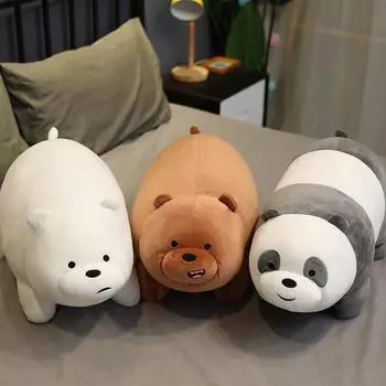 We Bare Bear Plush Плюшевые игрушки для детей Мягкая игрушка в виде животного из мультфильма Аниме Плюшевая кукла Мягкая подушка для сна Милый детский подарок на день рождения 30cm