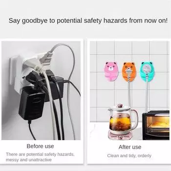 Wear-Resistant Bear Plug Storage Hook Wall Organize Plastic Hug Bear Hook Traceless Bracket Socket Self-adhesive Storage Hanger
