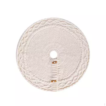 Weaving Christmas Tree Skirt Winter Mat 46cm Dia Vintage Design Soft DIY Beige