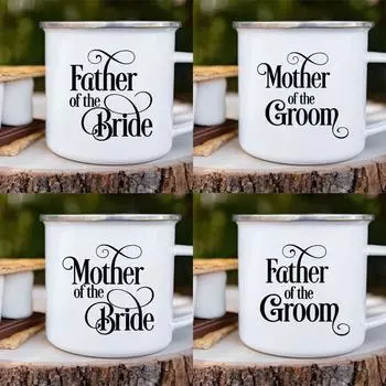 Wedding Enamel Mug Family Members Best Original and Fun Gifts In Wedding White Handled Cup Coffee Tea Enamel Mug Drink Water 360ml