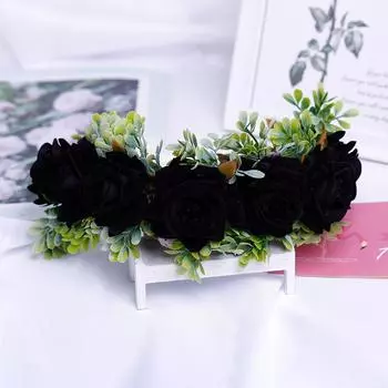 Wedding Hair Wreath Floral Crown Artificial Flower Crown Floral Headpiece Festival Rose Headpiece Wedding Bridal Flower Girl Halo Maternity Photo Prop красный