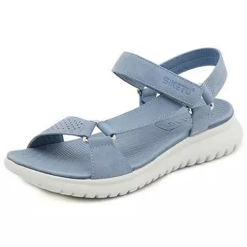 Wedge Platform Sandals Women s Thick Bottom 2024 Summer New Round Toe Retro Roman Shoes Premium Orthopedics Women s Shoes 35 синий