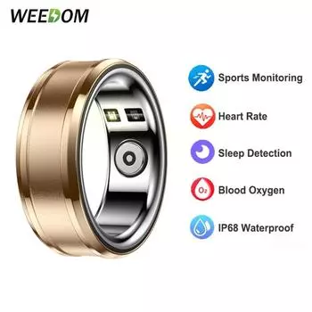 MEVADEN Smart Ring Heart Rate Sleep Blood Кислородный монитор Шагомер Активность Фитнес-трекер Кольцо на палец Водонепроницаемый Мультиспорт для здоровья тела 10 золотой/ярко-розовый
