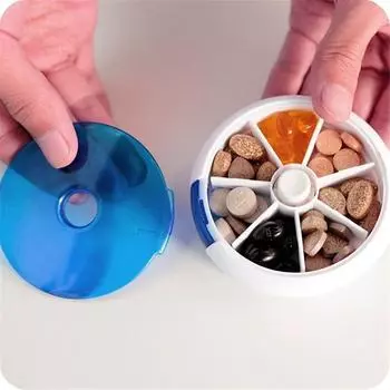 Weekly Seven-grid Pill Box Rotating Travel Pill Case Simple Medicine Pill Box Pill Storage зелёный