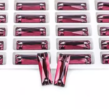 Weichen Glass сшитое вручную сверло с плоским дном и двумя отверстиями длинное хрустальное плоское пряжка для платья своими руками свадебная одежда аксессуары 7 * 21mm 24pcs/bag средний фиолетовый