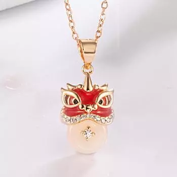 Weihua Natal Year Guochao Ping An Lion Awakening ожерелье набор женский кулон в национальном стиле креативный антикварный дизайн набор