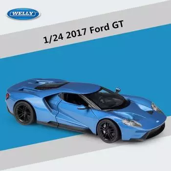 WELLY 1/24 Ford GT 2017 Суперкар Модель автомобиля из сплава Литые игрушечные транспортные средства Моделирование Хобби Коллекционные игрушки для детей Подарок на день рождения красный