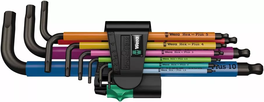 Wera 05073593001 Набор шестигранных ключей с черной лазерной отделкой Набор из 9 шестигранных ключей, импорт из 950SPKL/9SMN, многоцветный, 1,5~10,0 мм [официальный Япония]
