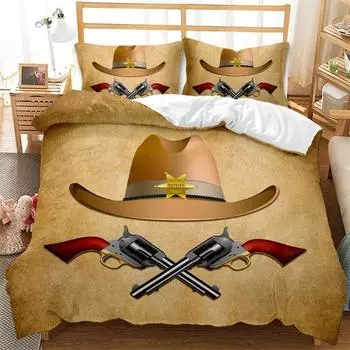 Western Cowboy Bedding Set,Duvet Cover Comforter Bed Set Quilt Cover Pillowcase,King Queen Twin Size Boys Girls Adultse 135x200cm 2pcs