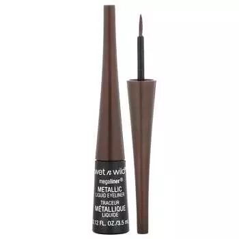 wet n wild, жидкая подводка для глаз MegaLiner Metallic, металлический коричневый, 0,12 жидких унций (3,5 мл)