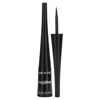 wet n wild, жидкая подводка для глаз MegaLiner, черная, 0,12 жидких унций (3,5 мл)