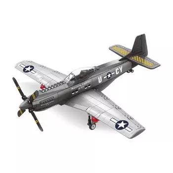 WG4006 Военный истребитель P51 Mustang Второй мировой войны 1/26 Конструктор Реактивный самолет ВВС Северной Америки Игрушки для детей Подарок для взрослых