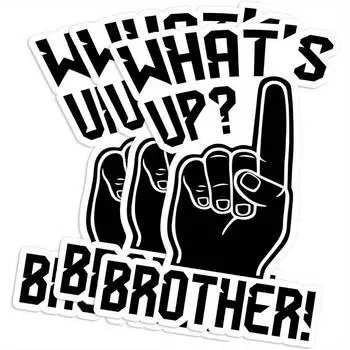 What s Up Brother Sticker Funny Meme Groove On Headphones PVC Waterproof Die-Cut Sticker For Car 1pc