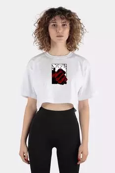 White 100% Cotton Crew Neck Crop T-shirt One Punch Man - Saitama