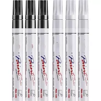 White and black paint pen Paint marker - 6 package permanent oil-based paint pen