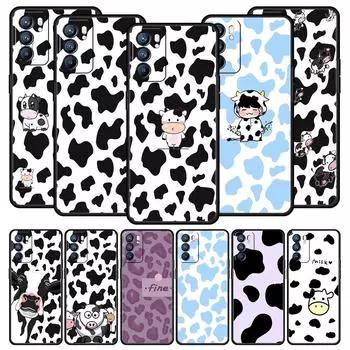 White Black Cow Pattern Phone Case For Oppo Reno8 Reno7 Reno6 Pro A54 5G Find X6 X5 A53 A52 A9 A15 A95 A17 A16 A76 A74 A57 Cover Oppo A74