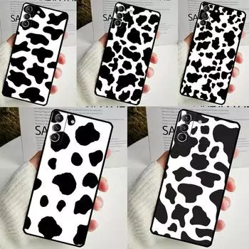 White Black Cow Print Case For Samsung Galaxy S22 S23 S24 Ultra Note 20 10 S8 S9 S10 Plus S21 S20 FE Soft Cover Galaxy S8 Plus