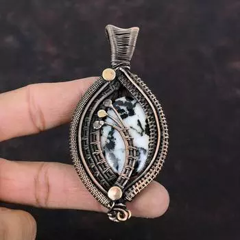 White Buffalo Turquoise Pendant Copper Wire Wrapped Pendant Handmade Gemstone Pendant Antique Copper Jewelry Birthstone Pendant Gift For Mom