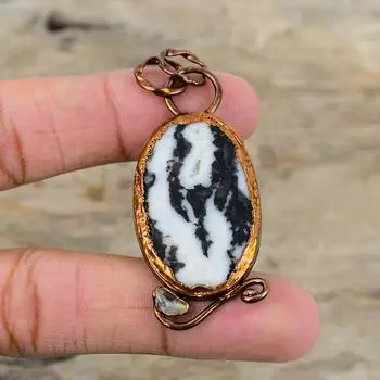 White Buffalo Turquoise Pendant Electroformed Copper Pendant Handmade Pendant Electroformed Jewelry Gemstone Pendant For Gift Copper Jewelry