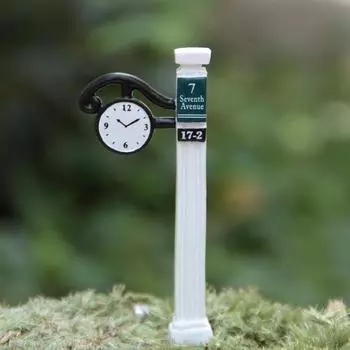 White Creative Clock Road Sign Mini Model For Landscape Props Decoration