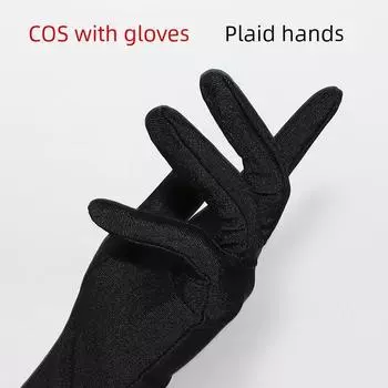 White Gloves Cos Performance Teacher Student Cross-Dressing Cartoon Exhibition Etiquette Slim Looking Close to Hand Black Two-Dimensional Gloves COS special [black gloves] 2 (Men) All yards