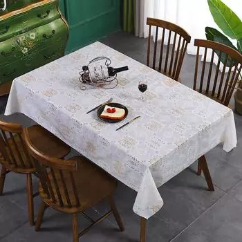 White Lace Tablecloth Waterproof Oil Proof Household Kitchen Living Room Table Cloth Tea Table Cover Rectangular Tablecloth 137x180c.m белый