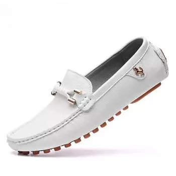 White Leather Loafers For Men Handmade Moccasins Men Flats Casual Leather Shoes Luxury Comfy Mens Loafers Size 47 Zapatos Hombre 37