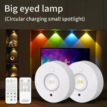 White MINI LED Magnetic Night Light Cabinet Decorative Light Remote Control Colour Adjustable Rechargeable Model Night Lighting