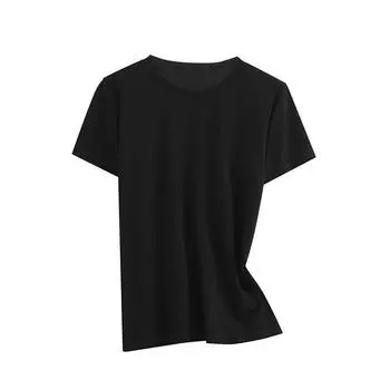 White Pima Cotton Slimming Round Neck Short-Sleeve T-Shirt - Spring/Summer 2025 Collection Small
