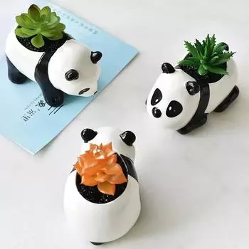 Белый фарфоровый горшок для суккулентов, животное, панда, домашний горшок, керамические садовые принадлежности, украшение для дома в скандинавском стиле, простота A