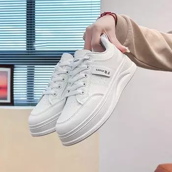 White Shoes for Women Spring New Student Ins Fashionable Shoes All-Match Platform Spring and Autumn Leisure Board Shoes 35 белый