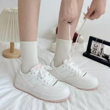 White Shoes Versatile Board Shoes Women s Shoes 35 розовый