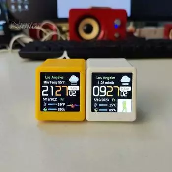 Wi-Fi цифровые часы DIY программирование большой экран не требуется батарея простое управление настольные часы с прогнозом погоды чёрный