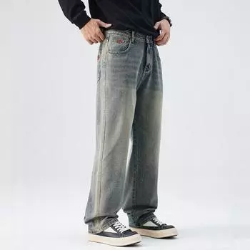 Wide-leg Jeans for Men s Spring New Loose Straight Retro Gradient M