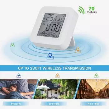 WIFI датчик температуры и влажности с ЖК-экраном ЖК-цифровой комнатный термометр-гигрометр белый