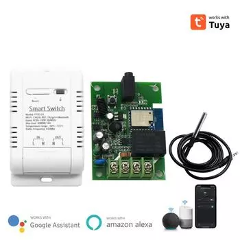 Wifi Ds18b20 Датчик температуры Монитор в реальном времени Tuya Smart Rf433 Интеллектуальный термостат Переключатель температуры Голосовое управление 16a TYTE-16A