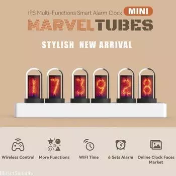 WIFI Mini IPS Nixie Tube Будильник с цветной подсветкой RGB Украшение игровой комнаты Настольные украшения белый