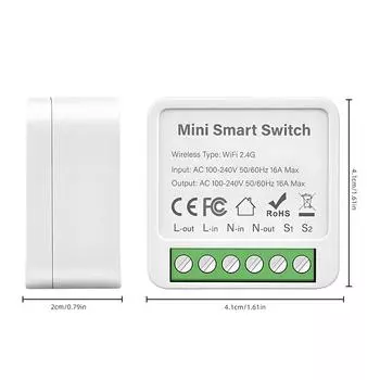 WiFi Smart Light 16A DIY Автоматический выключатель с таймером 1 группа 2-стороннее управление Tuya Wireless белый