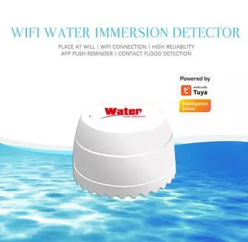 WiFi TUYA Детектор утечки воды Датчик затопления Водяной бак Полный бак воды Сигнализация подключения Smart Life APP Удаленный мониторинг