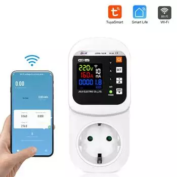 WIFI TY APP Smart Socket 16A LCD Display Розетка с автоматическим сбросом Входное напряжение переменного тока 140-300 В белый