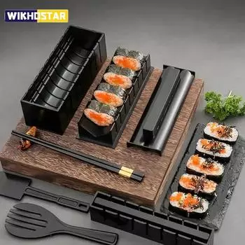 WIKHOSTAR 10 шт./компл. DIY набор для приготовления суши ролл суши чайник форма для рисовых роллов кухонные инструменты для суши японские инструменты для приготовления суши кухонные инструменты