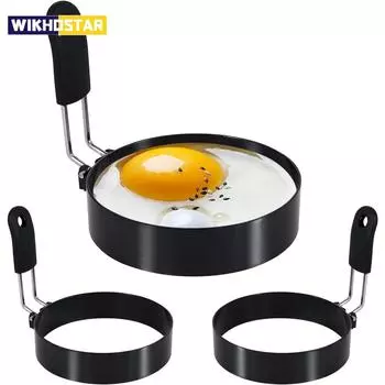 WIKHOSTAR Антипригарное кольцо для жареных яиц из нержавеющей стали с антипригарным покрытием Круглая форма для блинов Форма для приготовления яиц Завтрак S