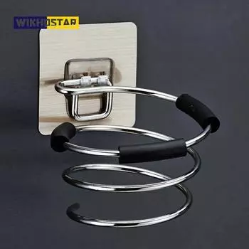 WIKHOSTAR Держатель для фена из нержавеющей стали, органайзер для ванной комнаты, настенная полка для хранения, подставка для фена